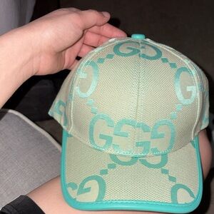 GG monogram Beige and Teal Patterned Hat